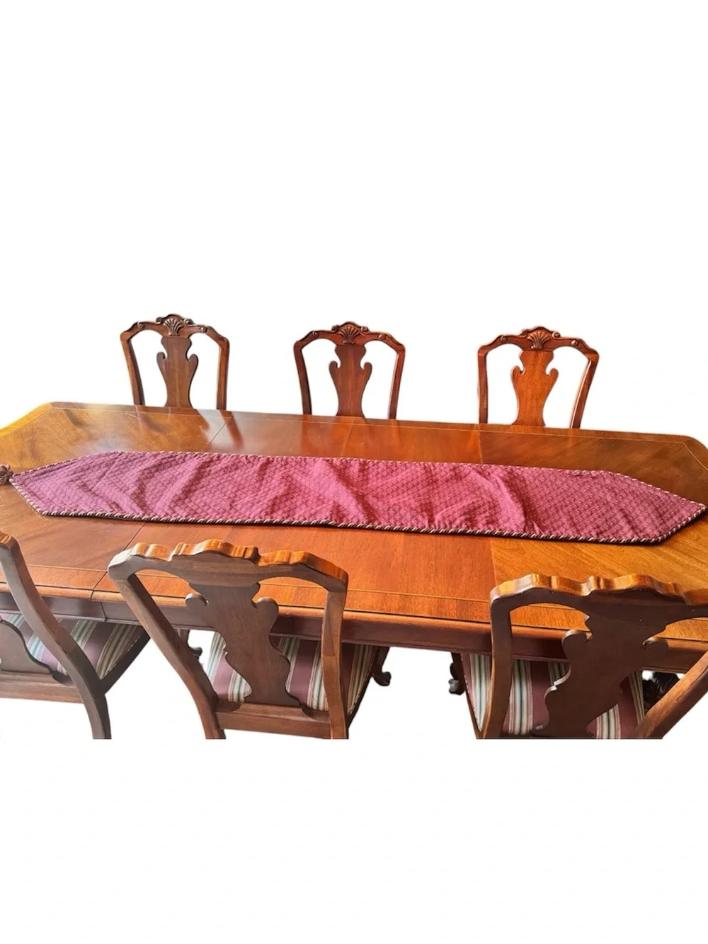 Handmade Heavy Ornate Velvet Cotton Table Runner Regal Red Gold Burgundy RL 89”